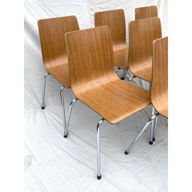 Mid 20th Century 1960s Industrial Molded Plywood Dining Chairs - Set of 8 For Sale - Image 5 of 7