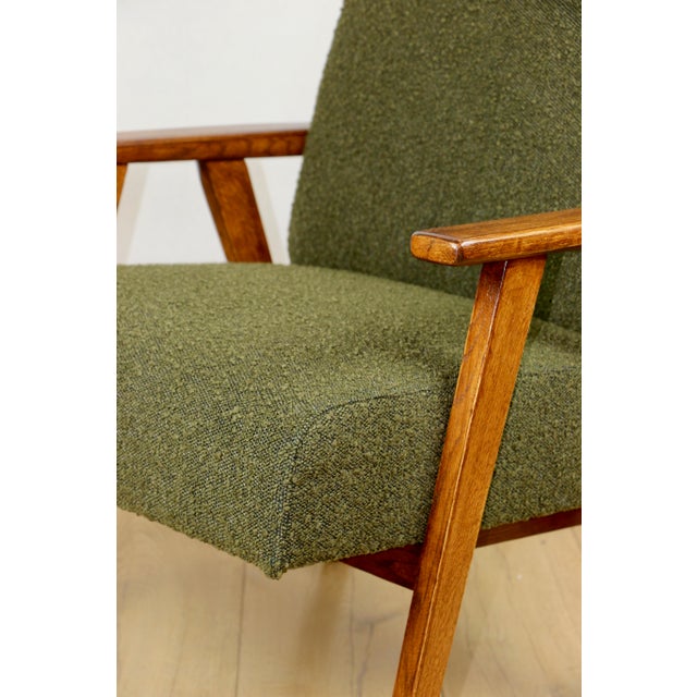 Vintage Lounge Chair in Green Olive Boucle, 1970s For Sale - Image 9 of 11
