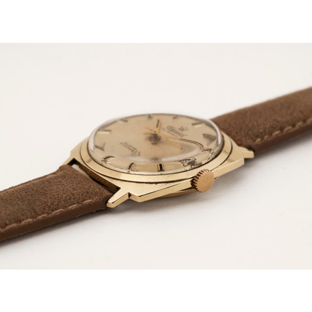 Glass Vintage 14K Gold Automatic Watch by Exquisit, 1970s For Sale - Image 7 of 13