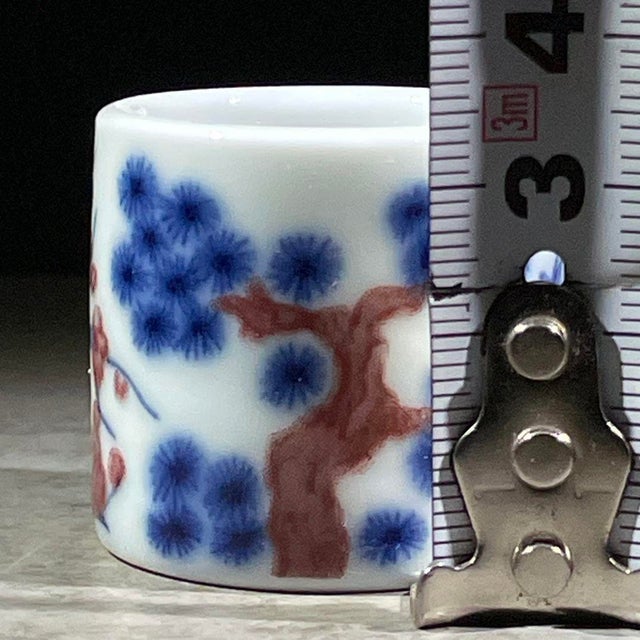 Chinese Blue & White Underglaze Red Porcelain Thumb Ring For Sale In Los Angeles - Image 6 of 9