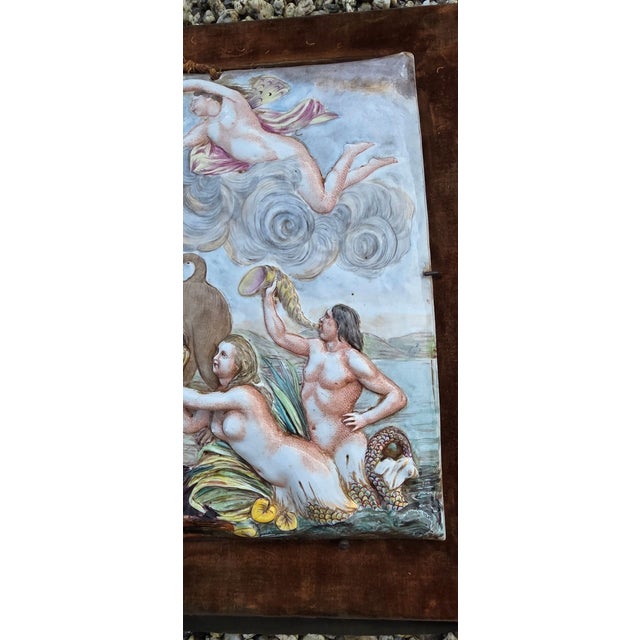 Large Porcelain Plaque in Bas-Relief with Polychrome Enamel Decoration from Capodimonte, Early 19th Century For Sale - Image 4 of 11
