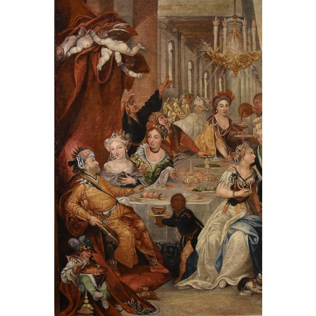 Circle of Frans Francken II Anversa, The Feast of Belshazzar, 1650, Oil on Canvas For Sale - Image 11 of 16