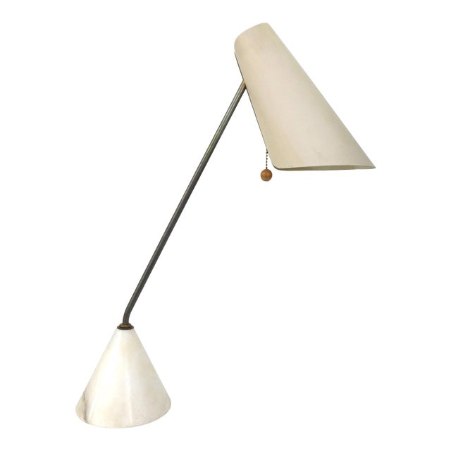 Italian Articulating Steel, Brass & Marble Desk Lamp by Raymor For Sale
