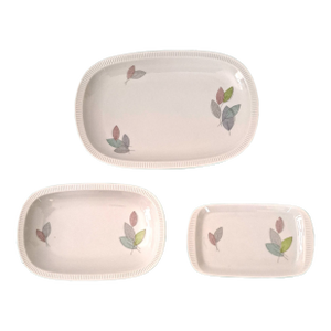 Vintage Arzberg Germany Set of 3 Oval Platters Arz3415 Bone China Leaf Motif