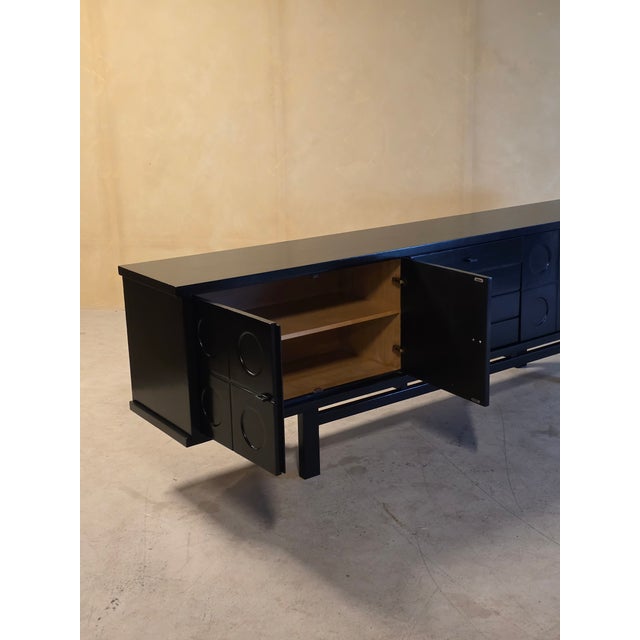 Brutalist Belgian Black Lacquered Sideboard, 1970s For Sale - Image 6 of 17