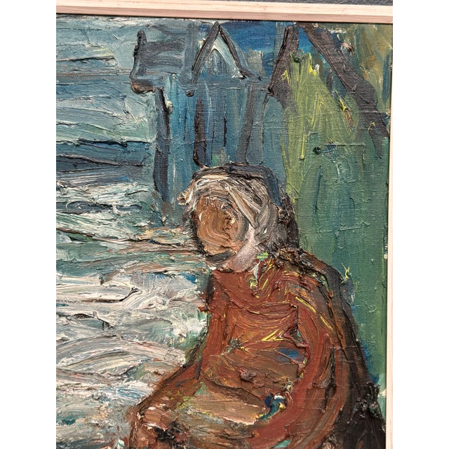 Mid 20th Century Einar Emland, Figure by the Harbor, 1950s, Oil Painting on Canvas, Framed For Sale - Image 5 of 18