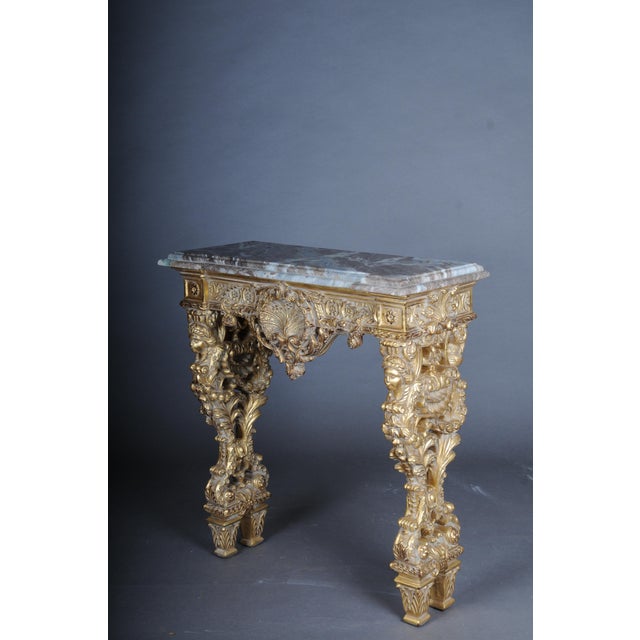 20th Century Wall Console Gilded with Marble Model attributed to F. Linke For Sale - Image 14 of 18
