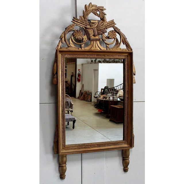 Beautiful moldings Mirror Golden Wood Louis XVI style with a Ice at Mercury Rectangular fringed strips and Floral Beaded....