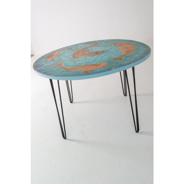 1960s Large Round Ceramic Tile Table in the Style of Aegitna Vallauris For Sale In New York - Image 6 of 13