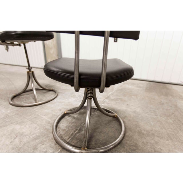 Metal French Army Swivel Office Chair in Leather, 1960s For Sale - Image 7 of 18