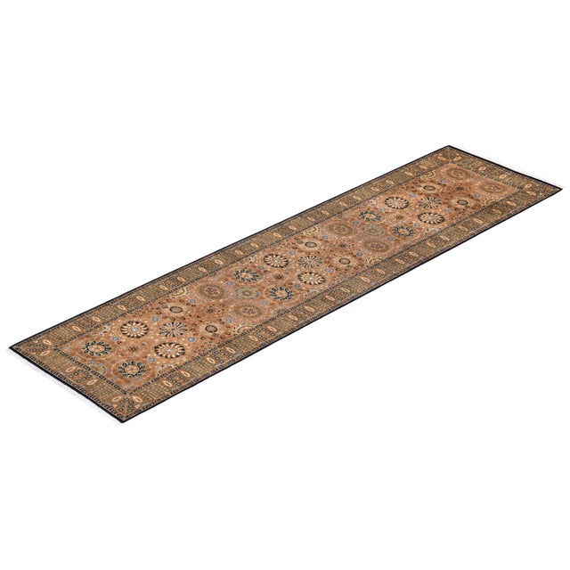 Brown Mogul Hand-Knotted Runner Rug - Brown, 3' 0" x 11' 7" For Sale - Image 8 of 8