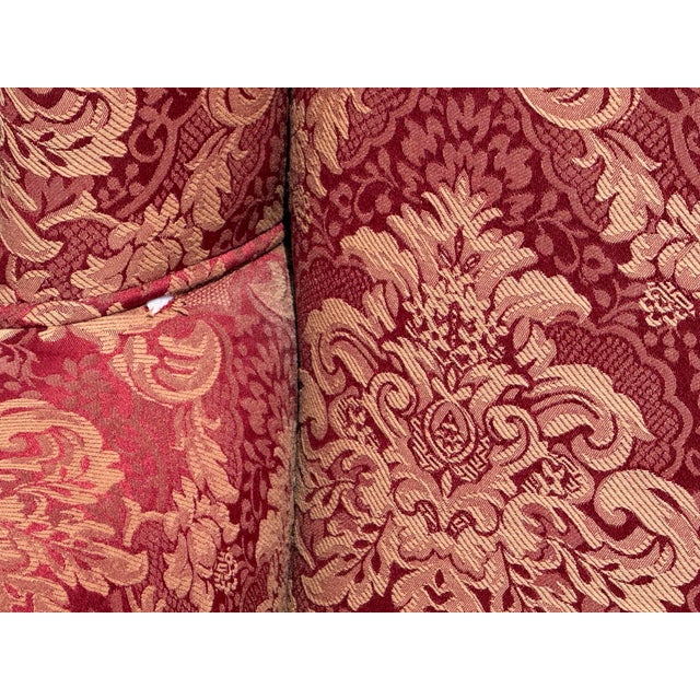 Textile Pair of Chippendale Style Straight-Leg Fireside Wingback Chairs For Sale - Image 7 of 12