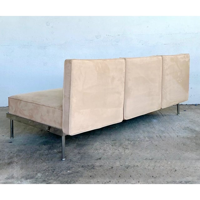 Almond Vintage Contemporary Polished Chrome Sofa For Sale - Image 8 of 12