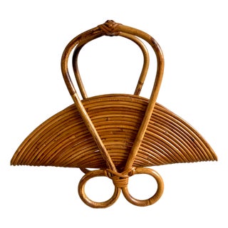 Wicker Magazine Rack from Vivai del Sud, 1970s For Sale