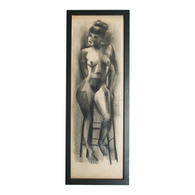 1940's Charcoal Modern Nude Drawing Attributed to David Norton For Sale