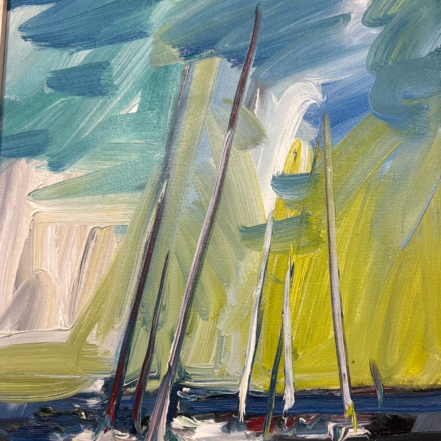 Impressionist Contemporary Original Impressionist Seascape Painting “Calm Sails” For Sale - Image 3 of 5