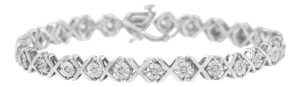 .925 Sterling Silver 1/4 Cttw Miracle Set Diamond "X" Link Bracelet - 7.25"