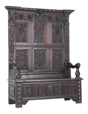 Antique Neo-Gothic Oak Chest Bench