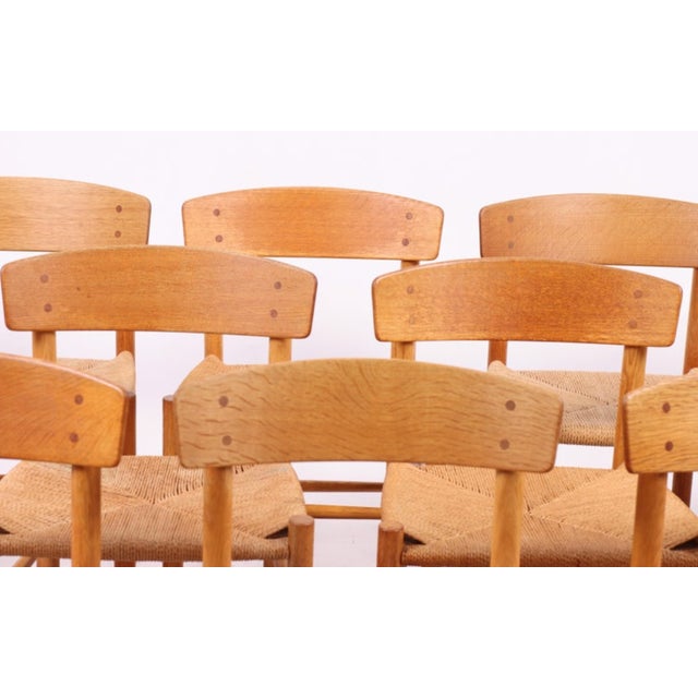 1950s Midcentury Modern Chairs in Oak and Paper Cord by Børge Mogensen for FDB, 1950, Set of 12 For Sale - Image 5 of 7