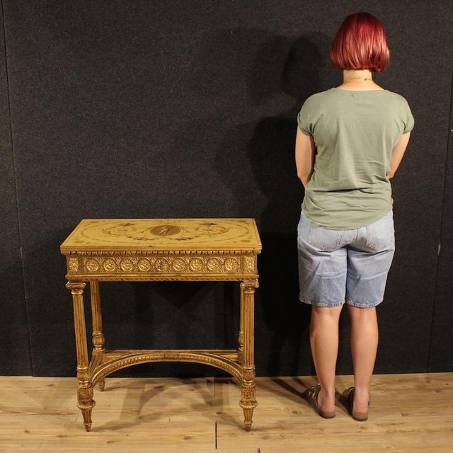 Louis XVI French Lacquered and Gilded Side Table by Sormani, 1920 For Sale - Image 16 of 16