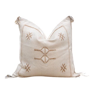 White Kasbah Silk Rug Pillow For Sale