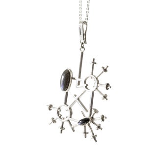Silver and Spectrolite Pendant from Claës Giertta, 1981 For Sale