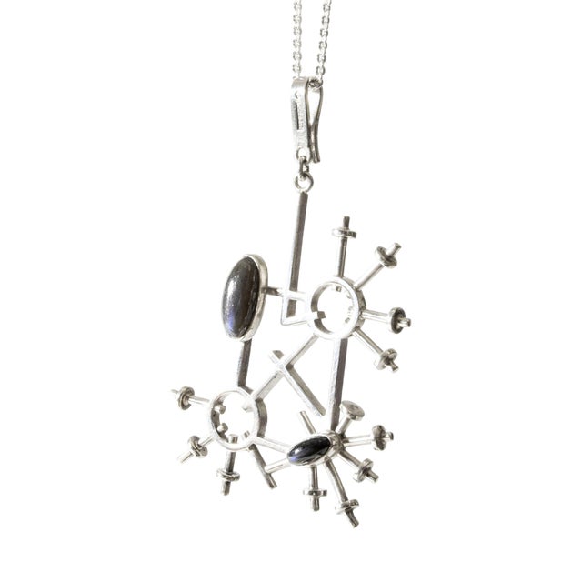Silver and Spectrolite Pendant from Claës Giertta, 1981 For Sale