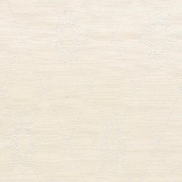 Schumacher Sample - Schumacher Sylvie Embroidered Sisal Wallpaper in Ivory For Sale - Image 4 of 4