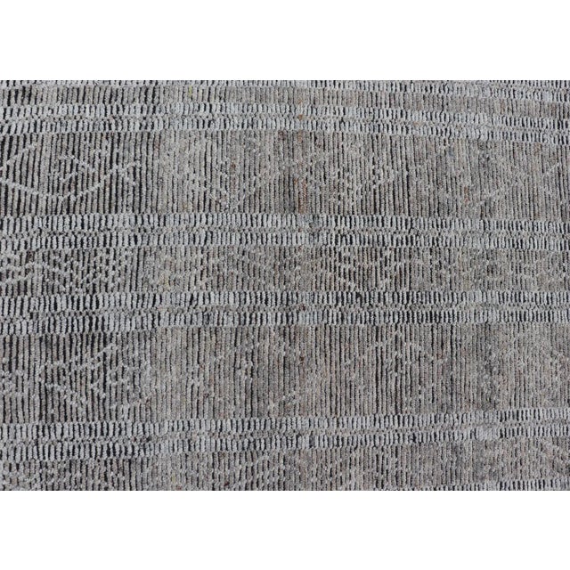 Gray Large Modern Indian Rug in Taupe and Gray With Geometric Design For Sale - Image 8 of 9