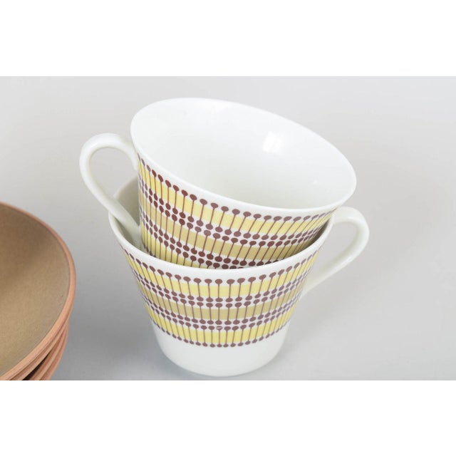 Mandarin Teacups with Saucers by Marianne Westman for Rörstrand, 1960s, Set of 8 For Sale - Image 3 of 5