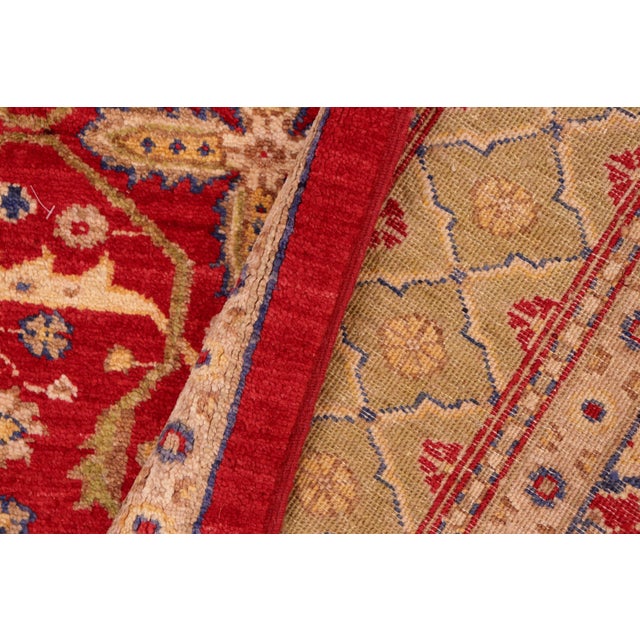 Red Bohemien Ziegler Red Green Hand-Knotted Wool Rug - 6'0'' X 8'9'' For Sale - Image 8 of 8