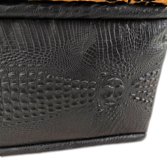 Vintage Hollywood Regency Style Leopard Velvet Ottoman For Sale - Image 12 of 13