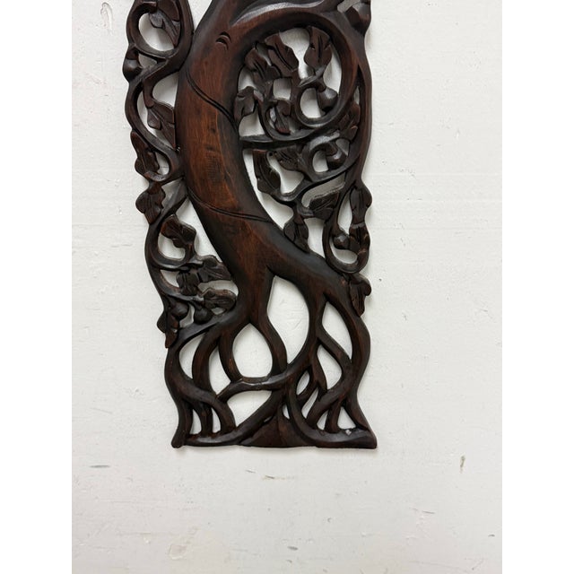 Indonesian Tanami Carved Tree of Life in Dark Wood For Sale - Image 4 of 12