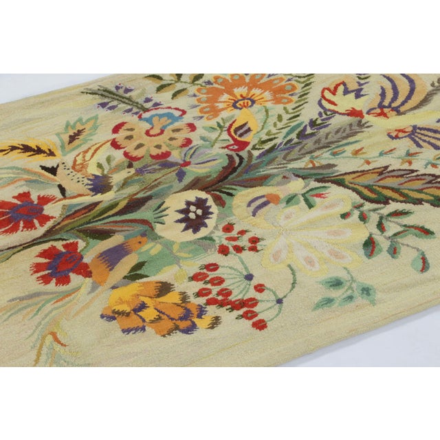Signed Aline Leduc-Durand Aubusson Tapestry, Folk Floral Bouquet - Rug & Kilim For Sale In New York - Image 6 of 9