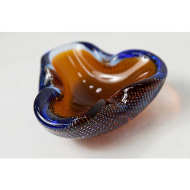 Orange, Blue and Clear Bubble Murano Glass Ashtray, 1960 For Sale - Image 15 of 15