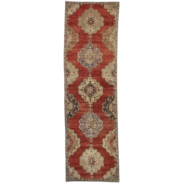 Vintage Turkish Oushak Rug, 03'07 X 11'08 For Sale - Image 9 of 9