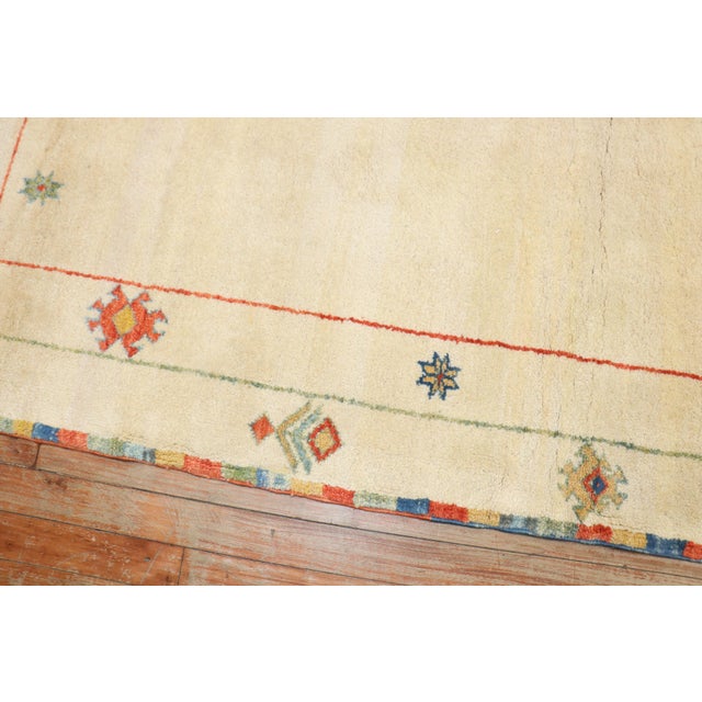 Modern Folk Art Persian Gabbeh, 5'5'' X 7'7'' For Sale - Image 4 of 11