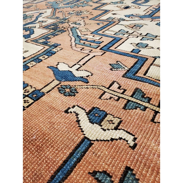 Antique Persian Serapi Carpet, Geometric, Ivory Hand Knotted Wool Oriental Rug For Sale - Image 14 of 18