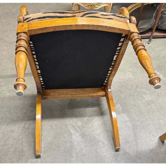 Antique Karl Johan Biedermeier Style Tiger Print Arm Chairs - A Pair For Sale - Image 9 of 12