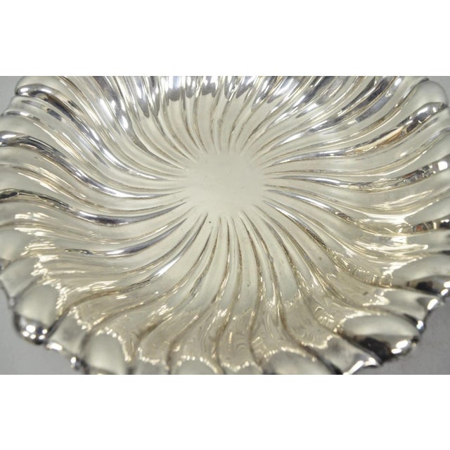 Vintage Mid Century Modern Swirl Pattern Silver Plated Centerpiece Fruit Bowl For Sale - Image 4 of 11