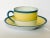 Stunning Haviland & Parlon Monet pattern features a wide band of sunny yellow bordered and hand painted with a crisp blue...