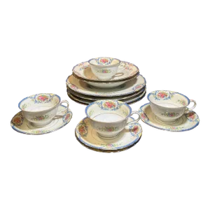 14 Piece-Early 20th Century Rhoda Rhoda Blue by Black Knight Dinnerware Set, Germany