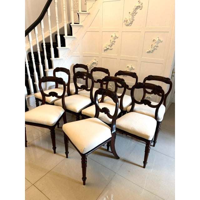 Hollywood Regency English Regency Carved Mahogany Dining Chairs, 1830s, Set of 10 For Sale - Image 3 of 15