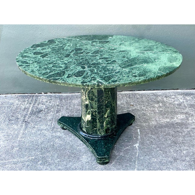 Vintage Green Marble Pedestal Table For Sale - Image 10 of 12