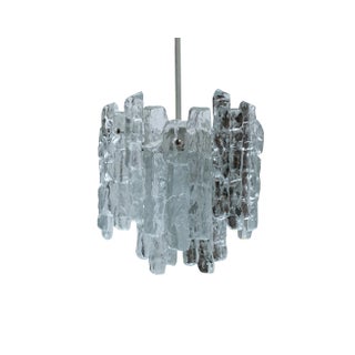 Mid-Century Ice Glass Chandelier from Kalmar For Sale