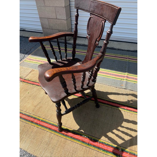 Early 20th Century Antique American Oak Carved Armchair by Hubbard & Eldridge Co, Circa 1900’s For Sale - Image 5 of 12