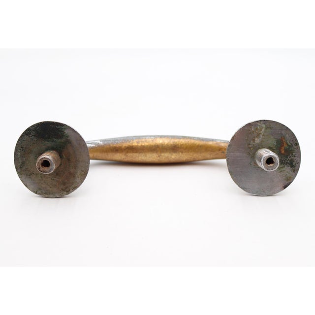 Pair of Vintage 7.5 In. Nickeled Brass Door Pull Handles For Sale - Image 6 of 6