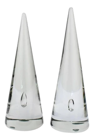 Near Alfredo Barbini Murano Glass Cones / Obelisks with Captured Bubbles - A Pair