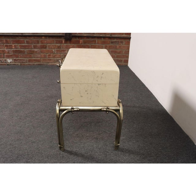 Vintage Karl Springer-Style Parchment Wrapped Trunk / Box on Nickel Plated Base For Sale In New York - Image 6 of 18