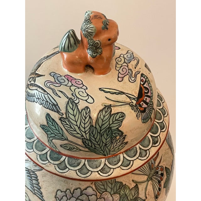 Chinese Temple Urn, Ginger Jar Foo Dog, Red Iron Makers Mark For Sale In Savannah - Image 6 of 12